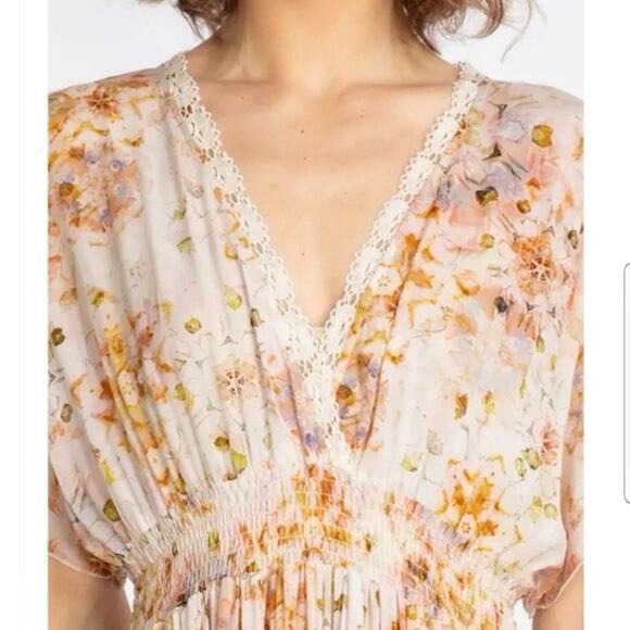 Johnny Was Silk Floral Maxi Dress Boho Kimono Sleeve Flowy Size XL - Picture 5 of 14